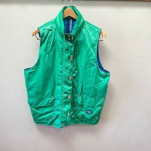 Lauren RL67 Green Nylon Vest W/ Plaid Cotton Lining Marine & Sailing Team Size M